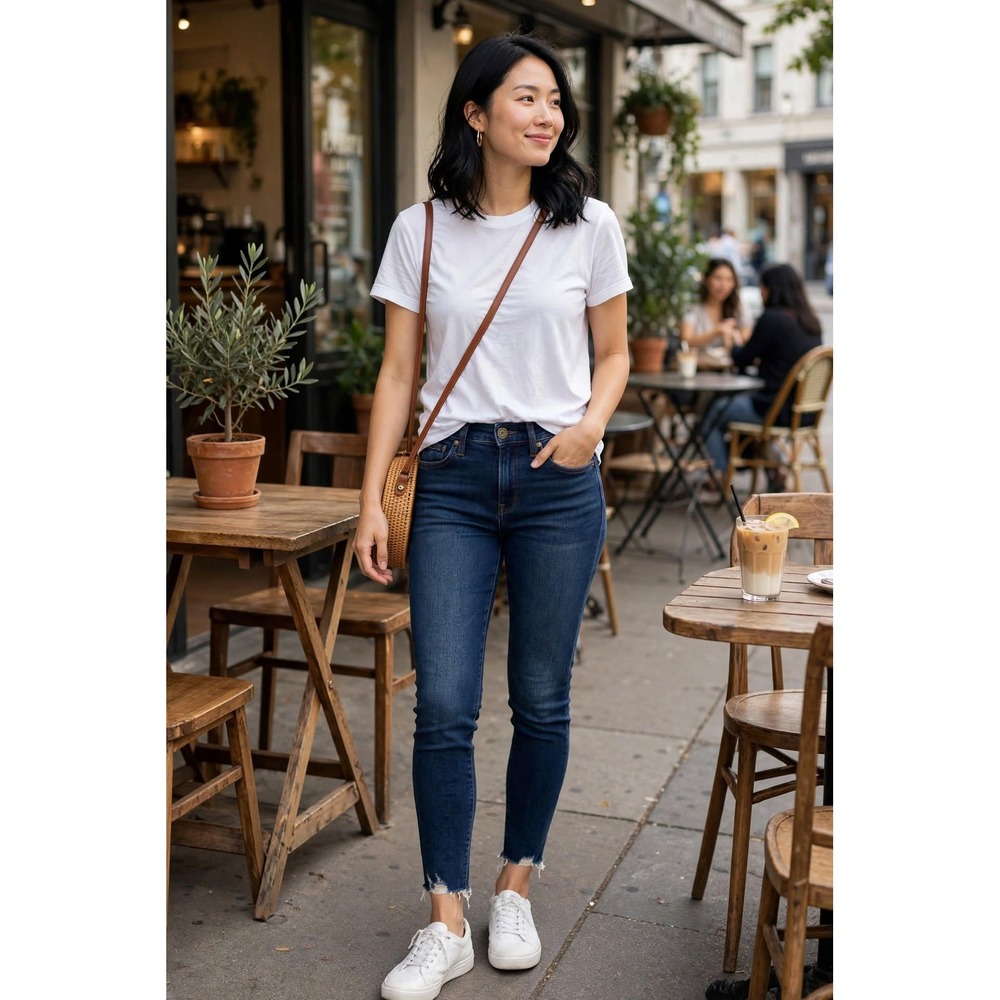 Kut From The Cloth Womens 4 Carlo Ankle Skinny Jeans Dark Blue Raw Hem Denim